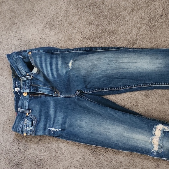 7 For All Man Kind  Blue Distressed Jeans - Picture 2 of 8